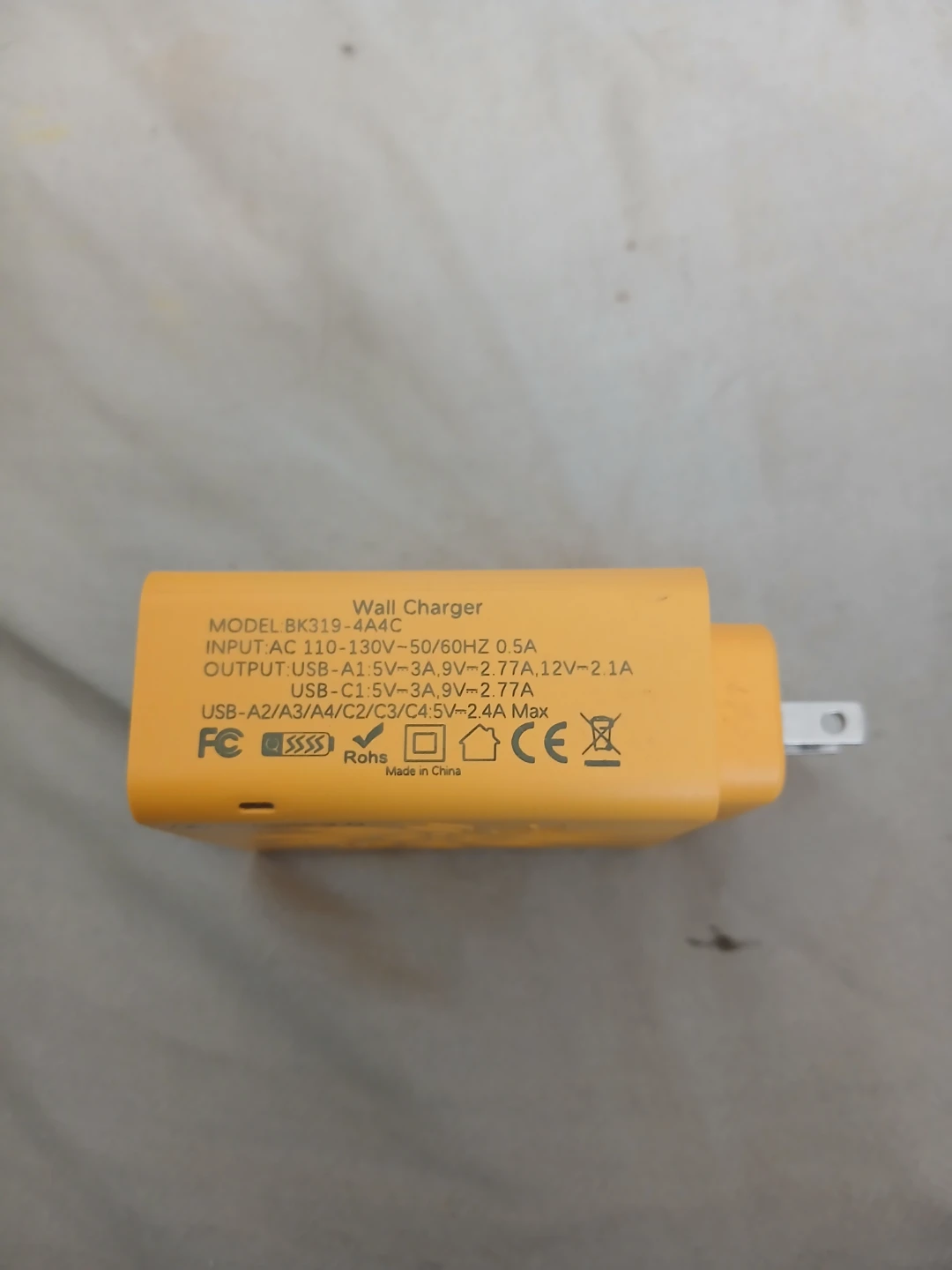 Yellow 100 Watt Wall Charger With 8 USB Ports
