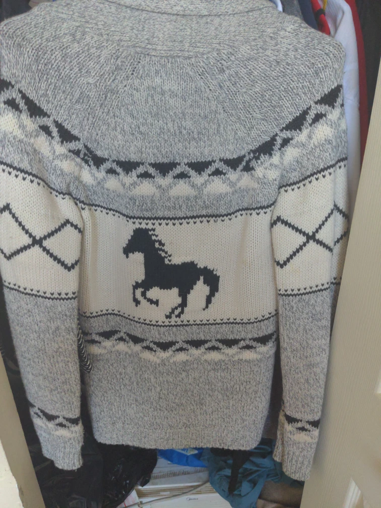 Bluenotes Grey Horse Knit Cardigan Sweater S/P - photo 2