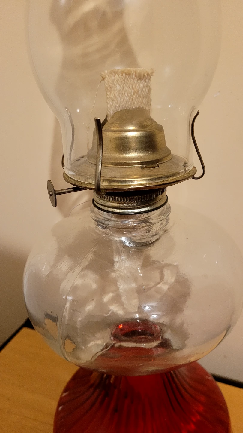 Vintage Ruby Red Kerosene Oil Lamp - photo 2