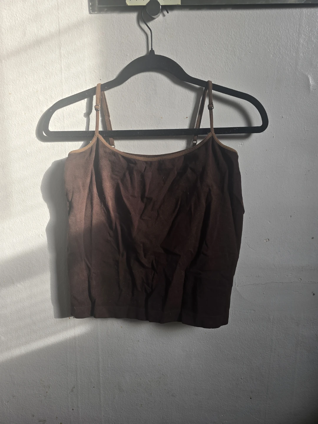 Brown Spaghetti Strap Cropped Tank Top