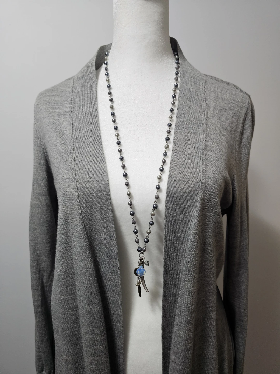 Long Beaded Necklace with Charms - photo 2
