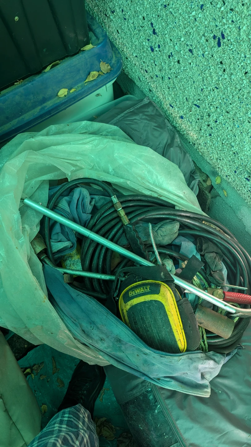DEWALT tool bag with roofing tools and accessories