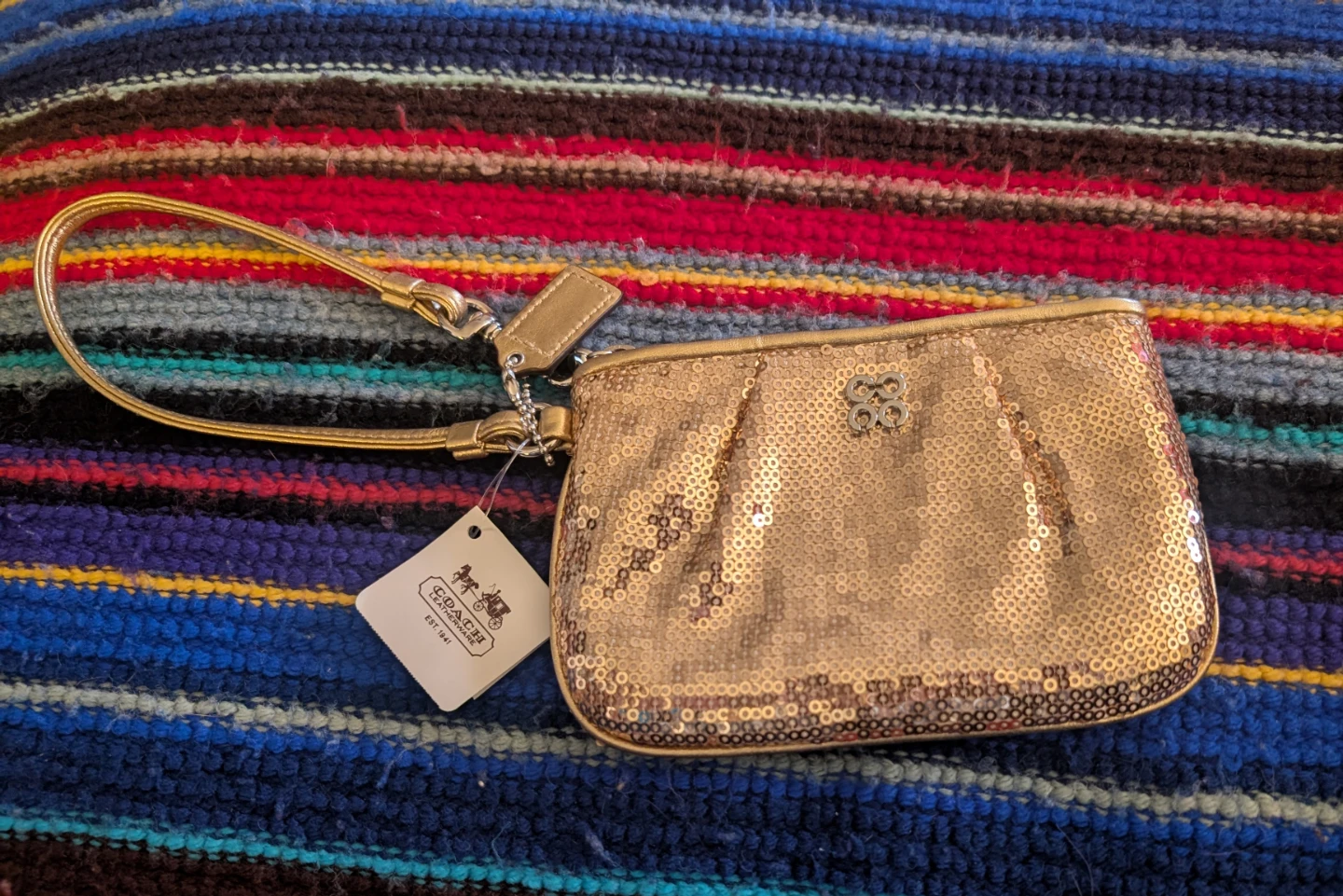 Coach Gold Sequin Wristlet Clutch