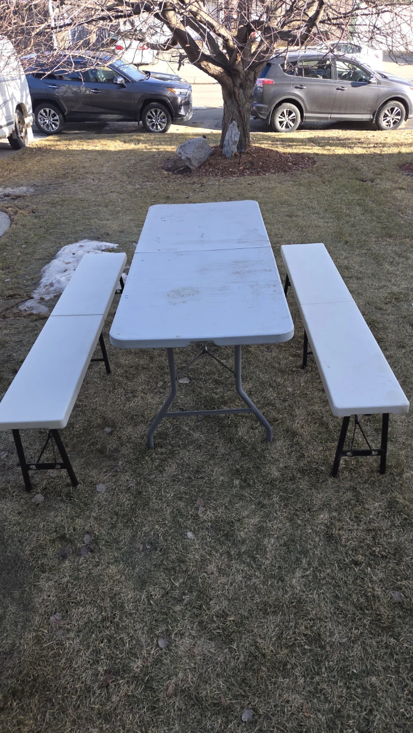 Folding Picnic Table with Two Benches