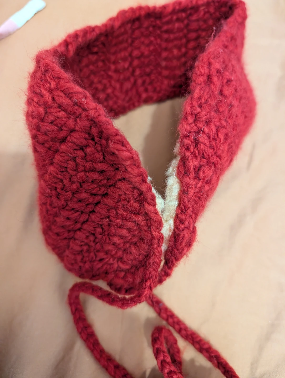 Red Knit Ear Warmer with Pompoms🏆