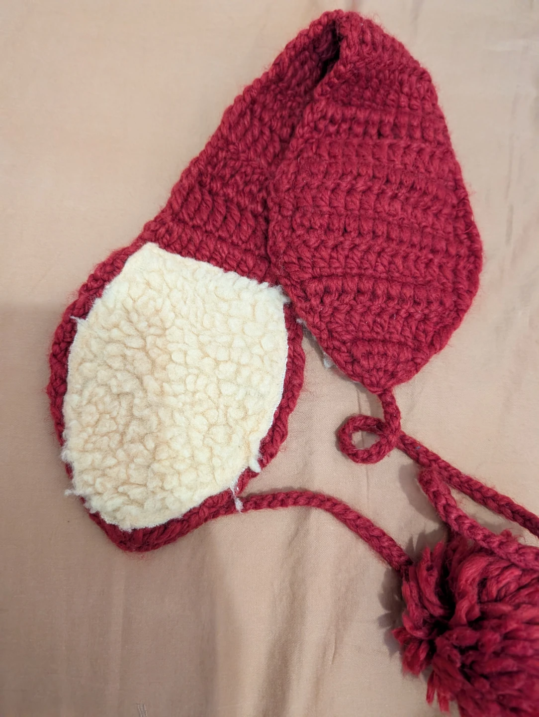 Red Knit Ear Warmer with Pompoms🏆 - photo 2