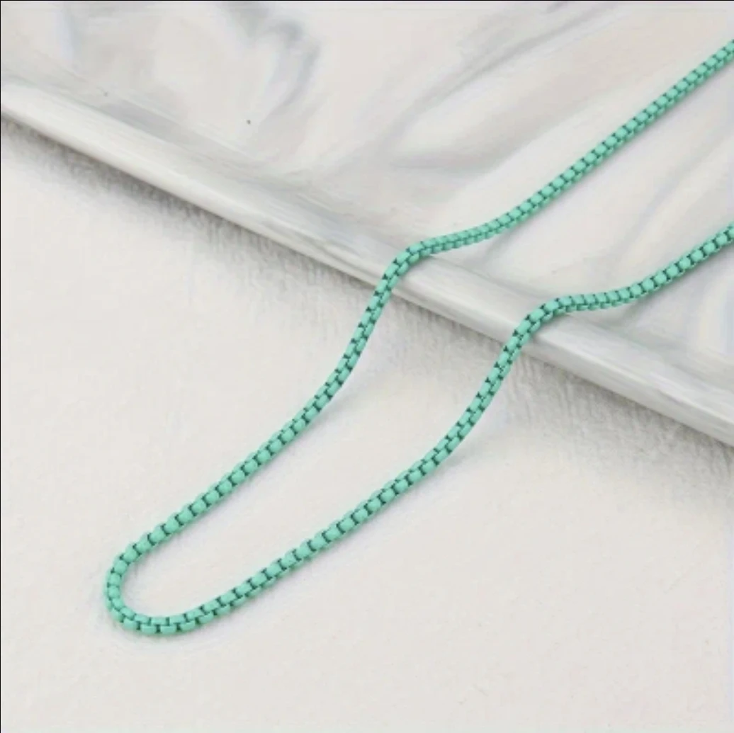 Funky Coloured Titanium Steel Box Chain Necklaces - photo 4