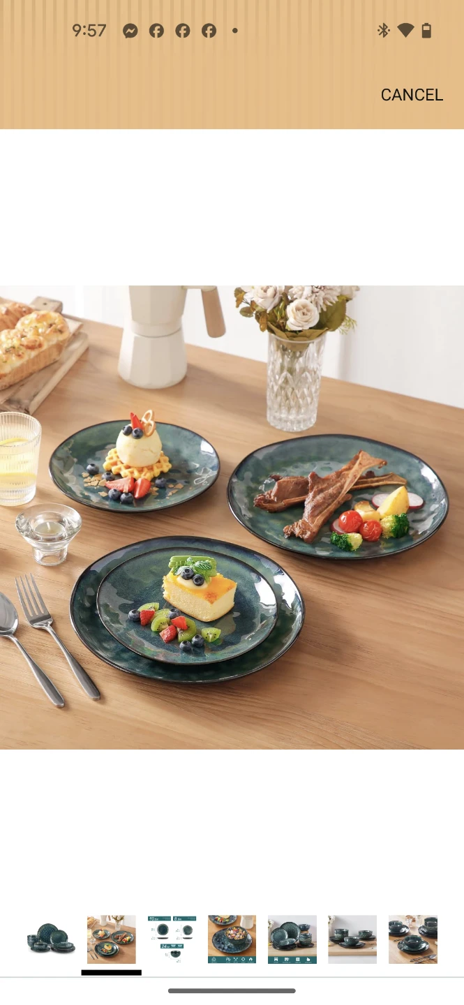 Vancasso Starry Dinnerware Set - 12 Pieces, Stoneware, Green - photo 2