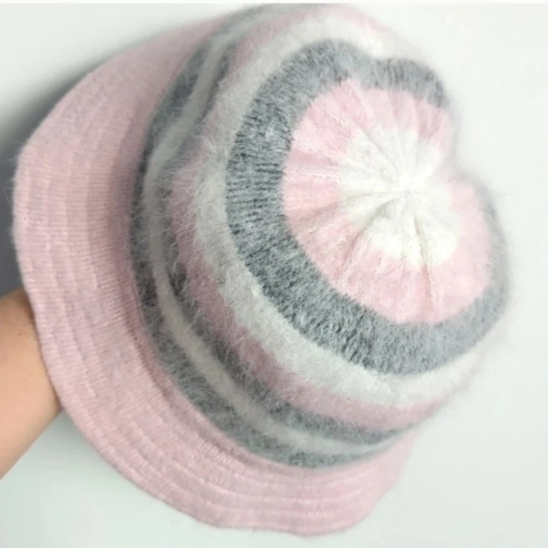 Striped Angora Bucket Hat - photo 2