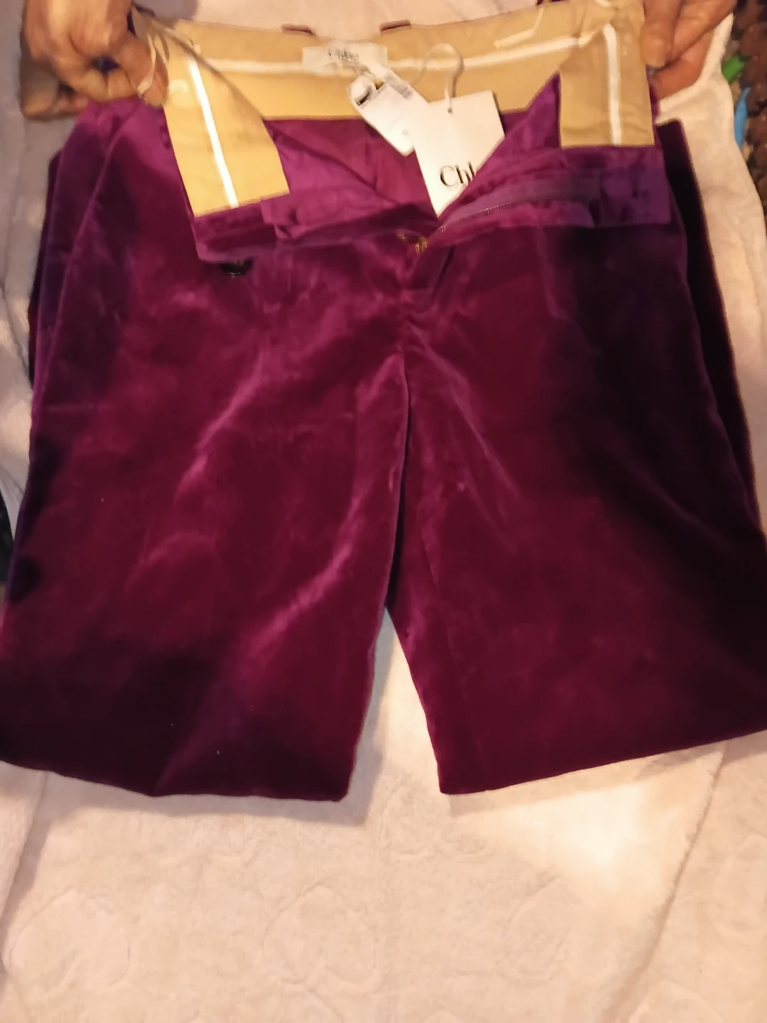 Chloé Velvet Pants - Plum - Size 2