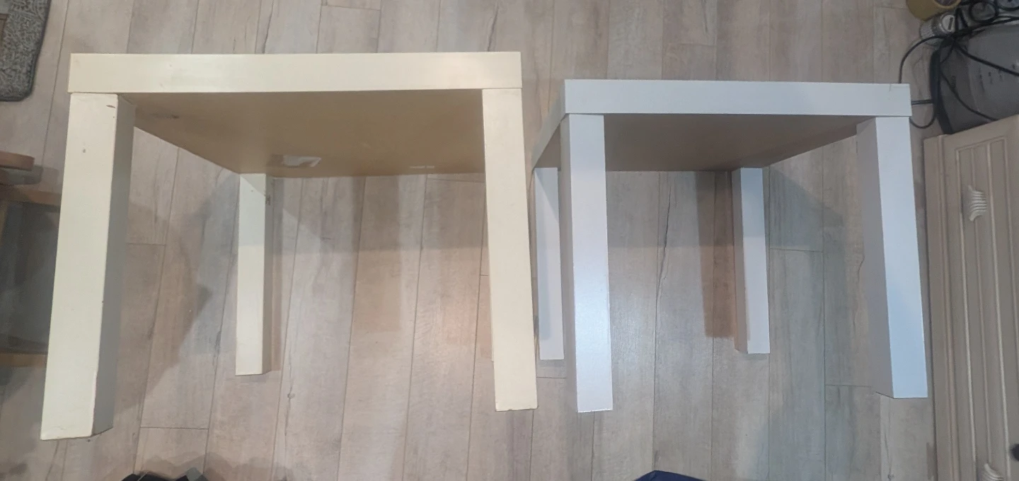 Two white square side/coffee tables - photo 2