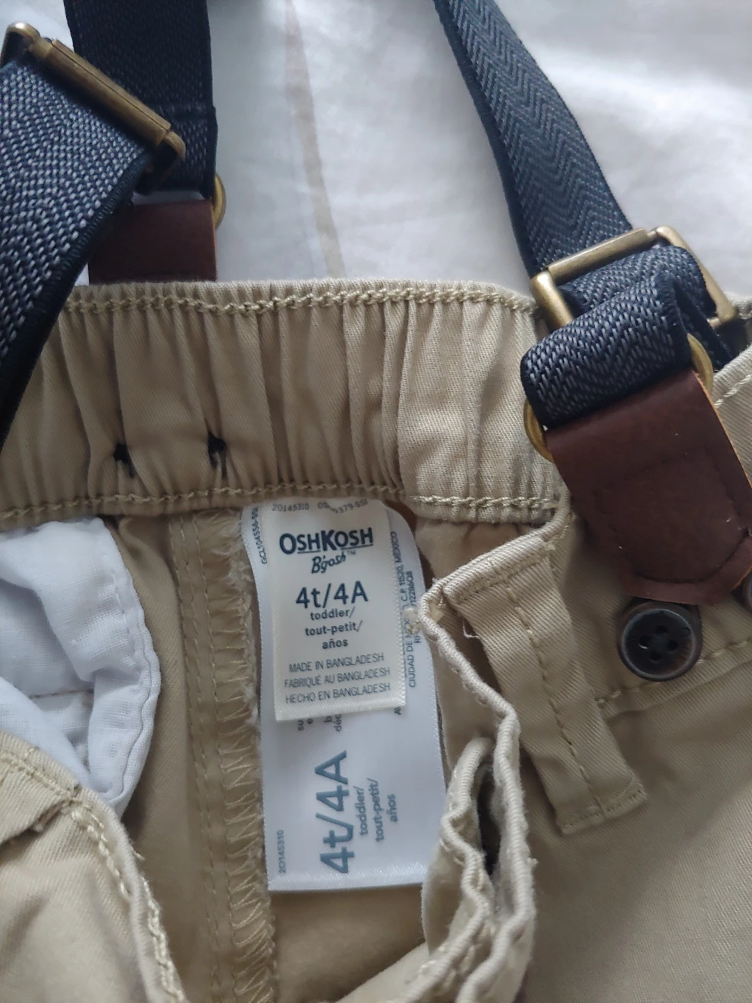 New boys  OshKosh Toddler Khaki Pants with Suspenders-4T 🏆 - photo 2