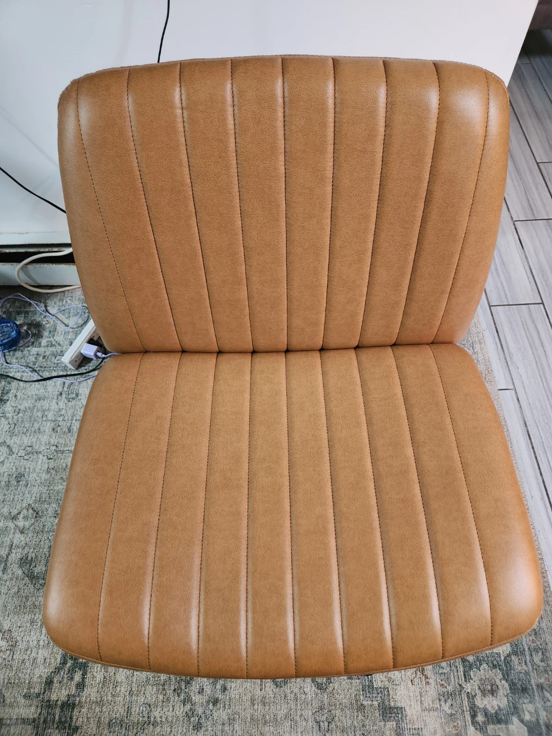 Brand new adjustable Brown leather vanity + office chair