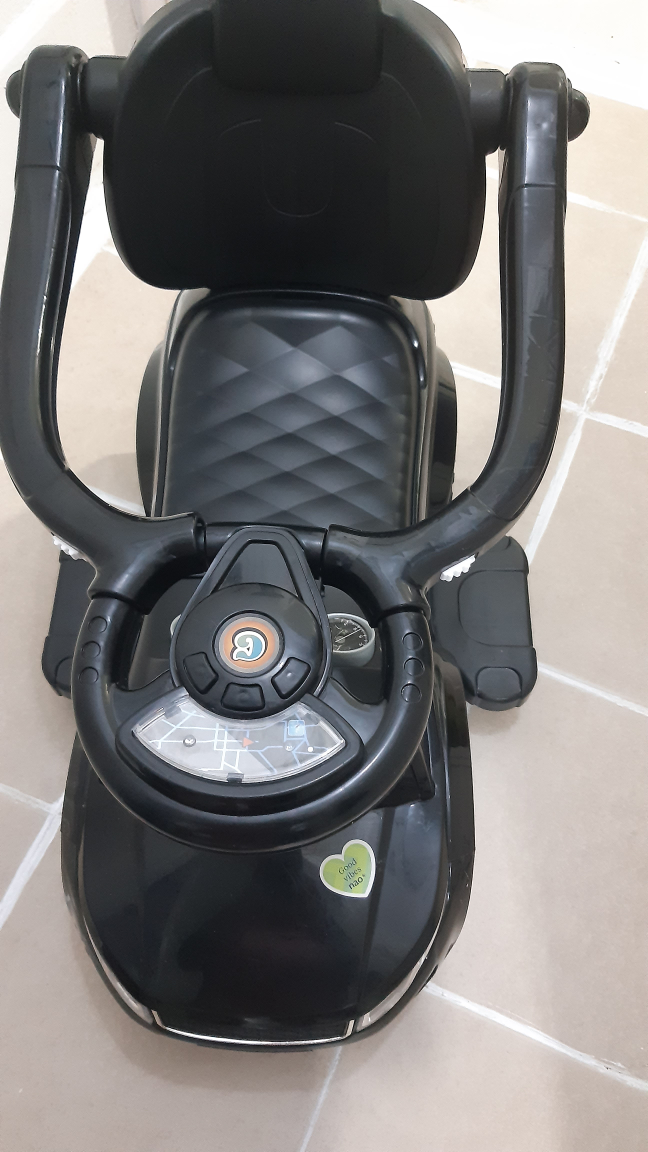 Black Kids Ride-On Car with Push Handle