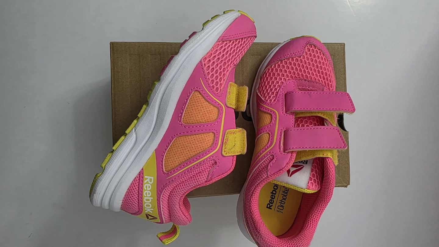 Reebok Zone Cushrun 2.0 Kids Running Shoes - Pink/Yellow Size 11