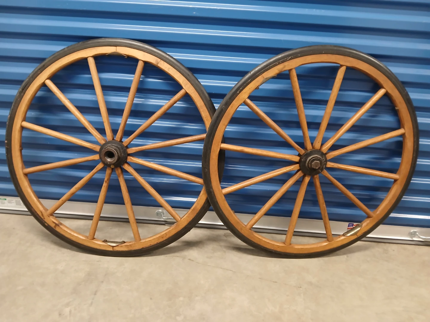 Vintage Wooden Wagon Wheels (Pair) 🥕