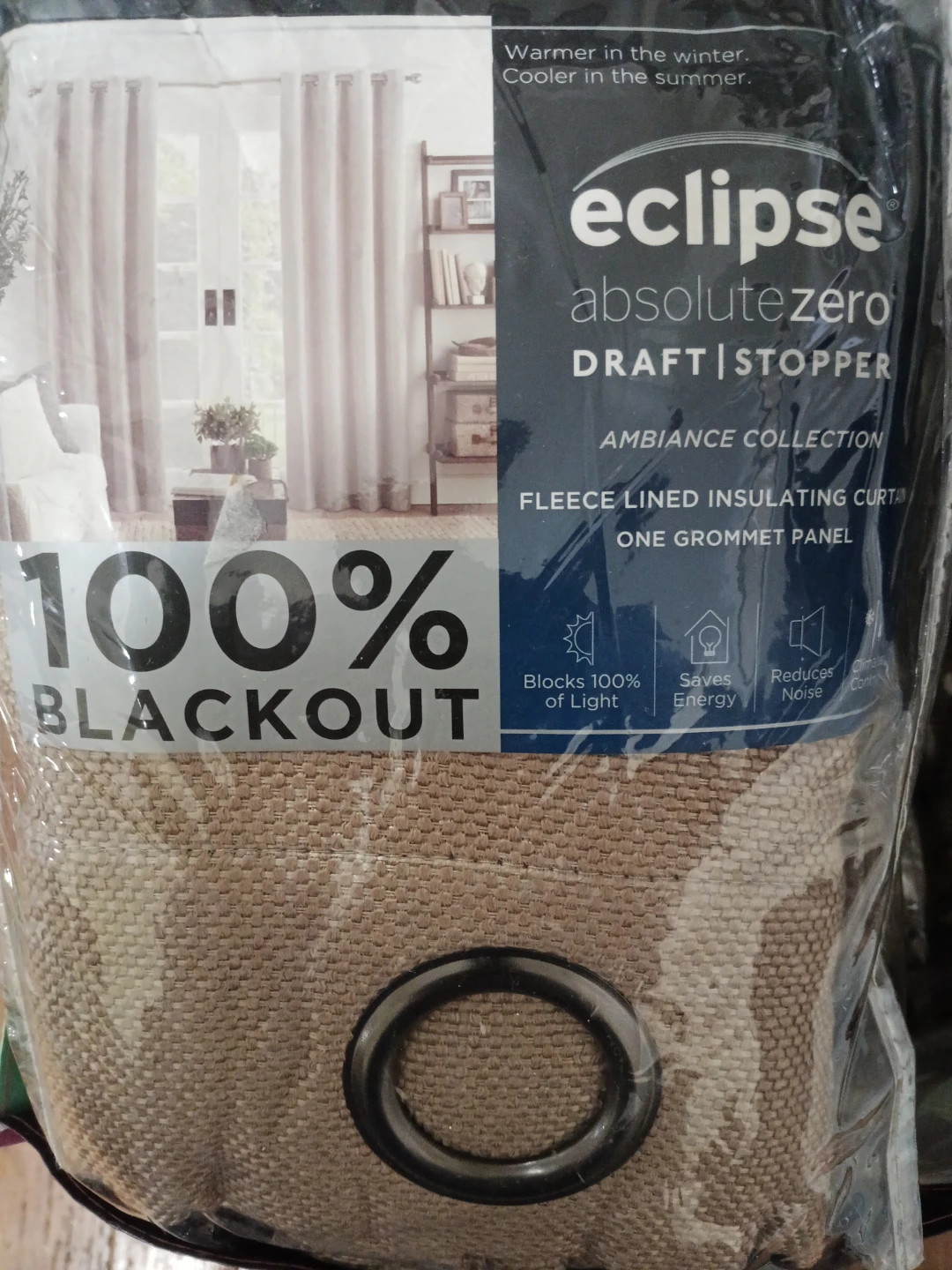 Eclipse Absolute Zero Draft Stopper Fleece Lined  Curtain Panel