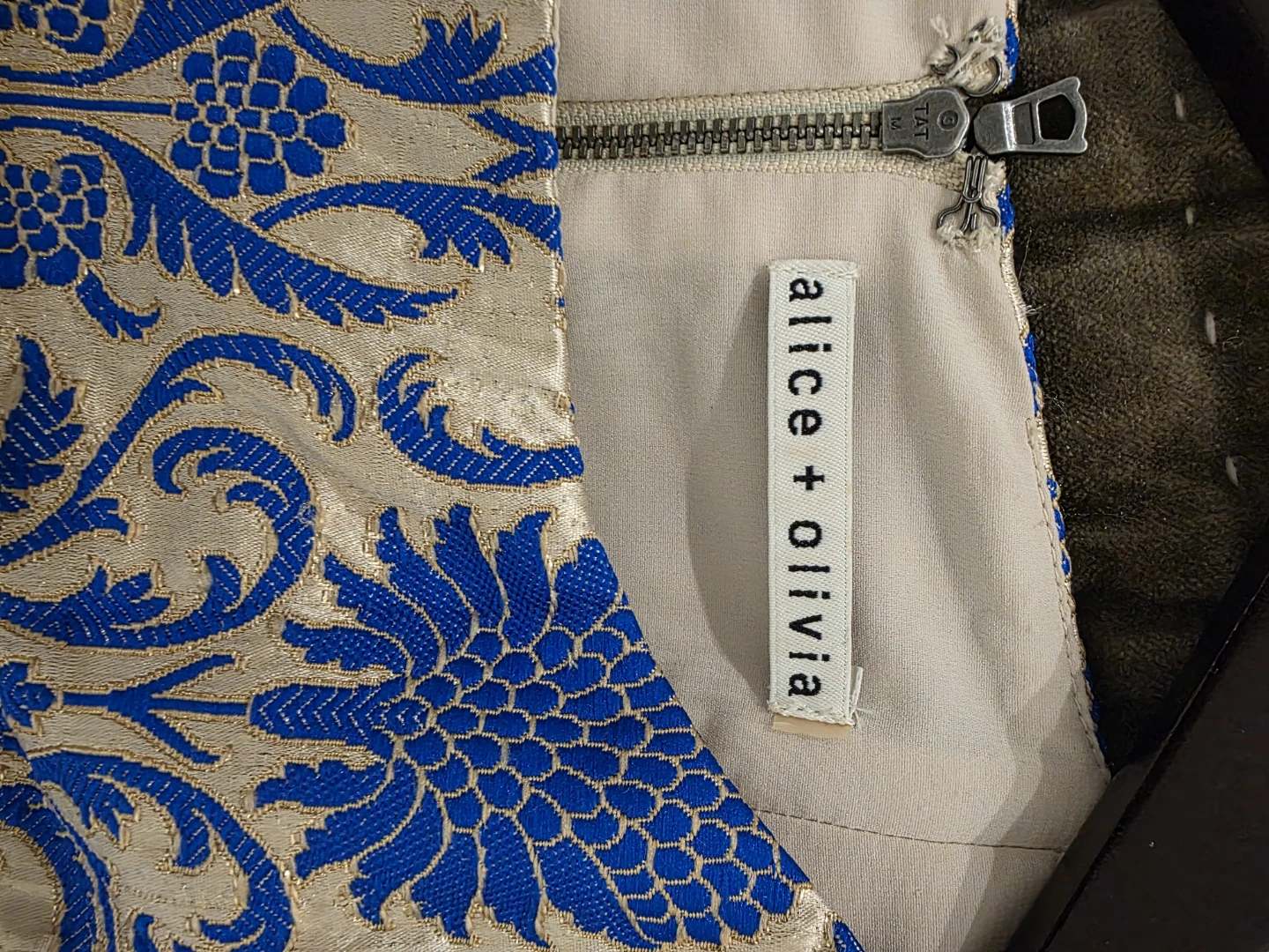 Alice + Olivia Blue & Gold Brocade Dress - photo 3