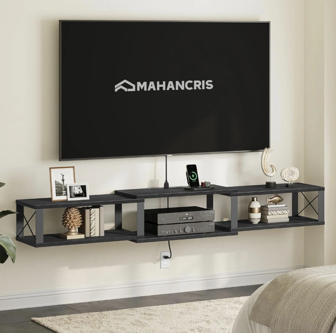 MAHANCRIS Floating TV Stand with 2 AC Outlets & 2 USB Ports - photo 3