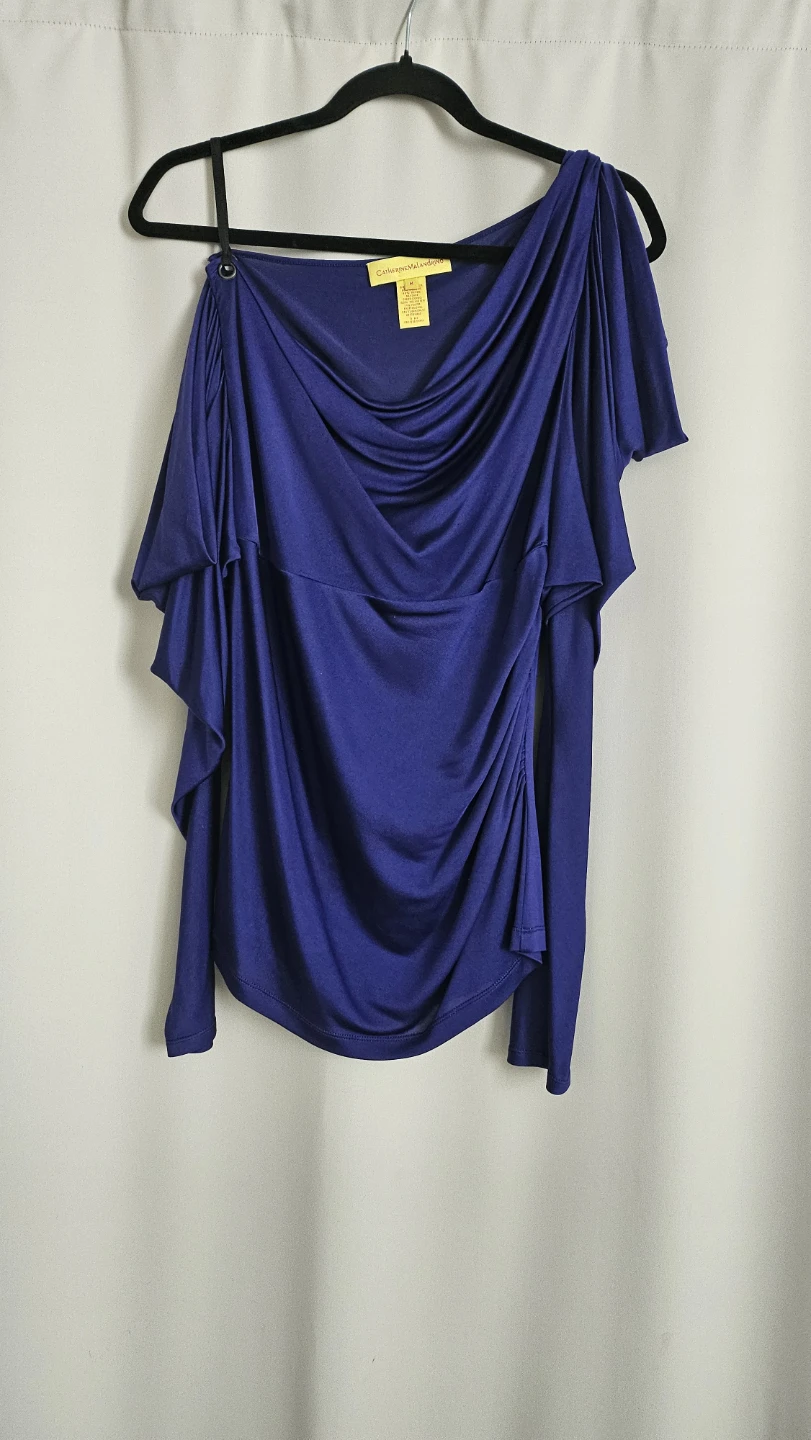 Catherine Malandrino Purple Draped One-Shoulder Top