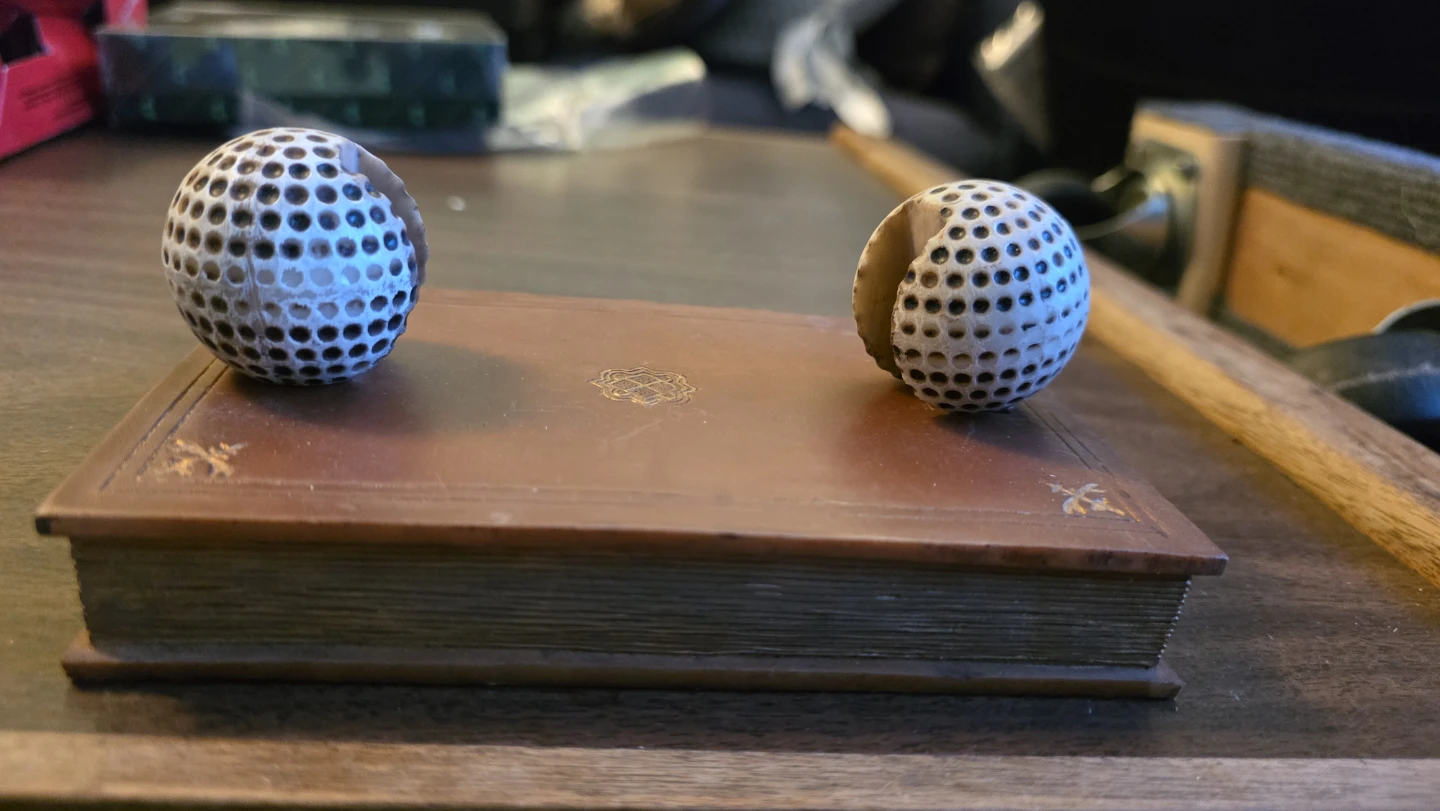Book shaped box with two decorative golf ball halves - photo 3