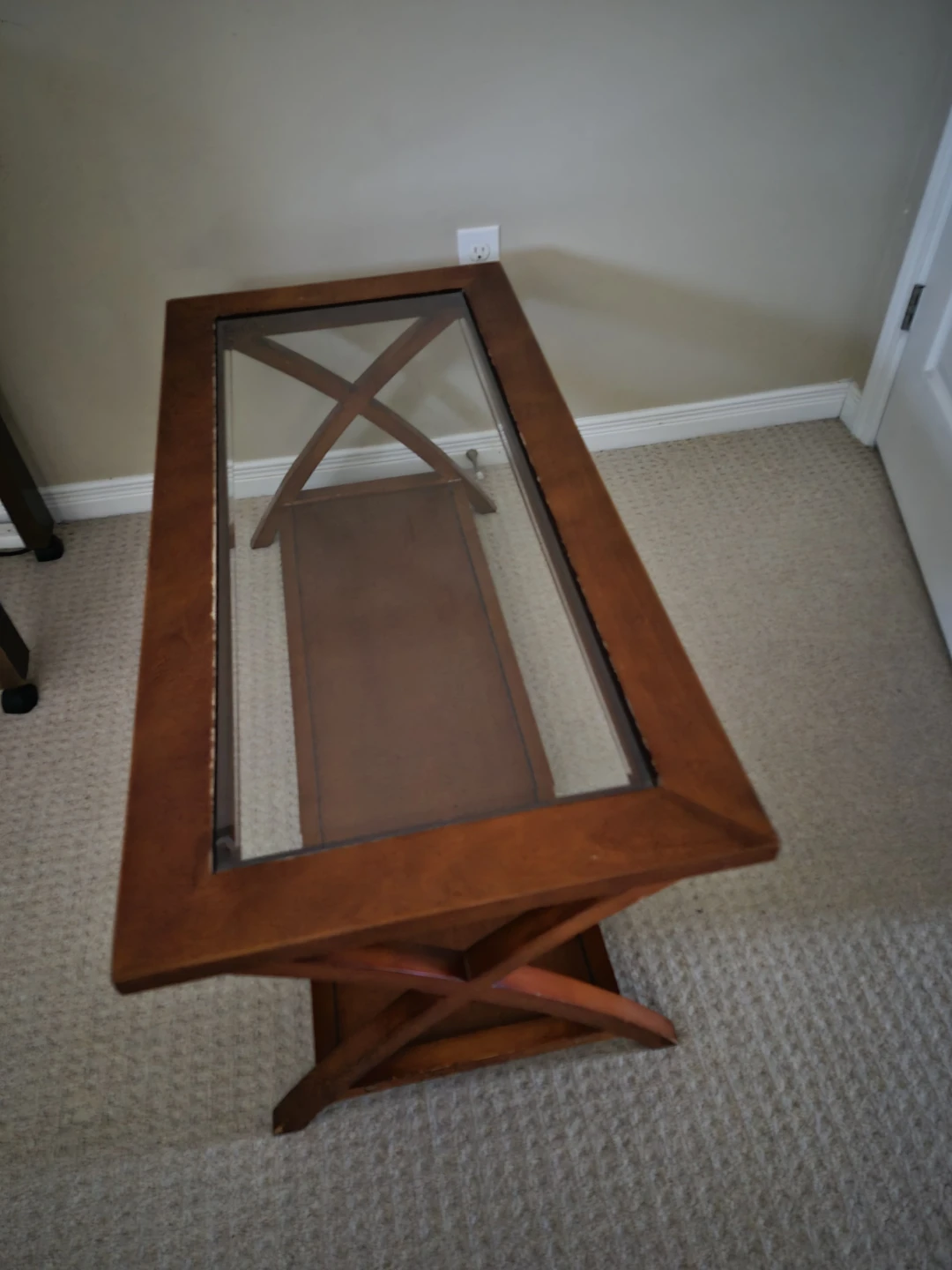 Wooden Coffee Table with Glass Top