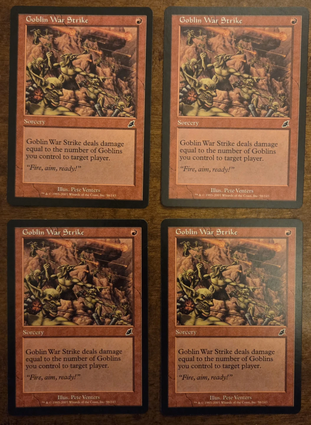 Goblin War Strike x4 Magic The Gathering Cards