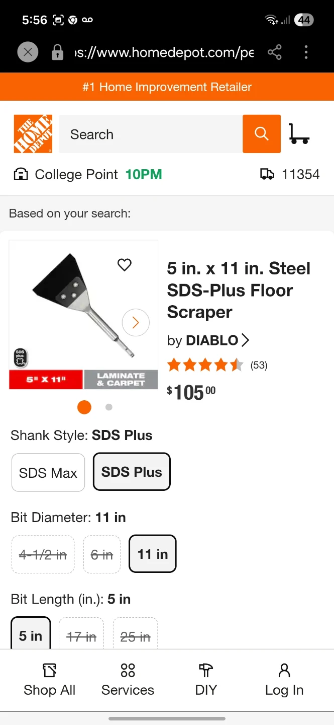 3-Diablo 5 in. x 11 in. Steel SDS-Plus Floor Scraper