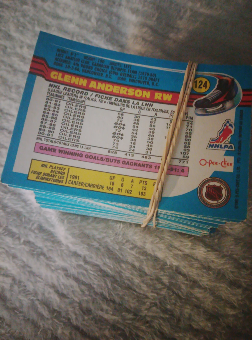 Stack of O-Pee-Chee Hockey Cards - Glenn Anderson