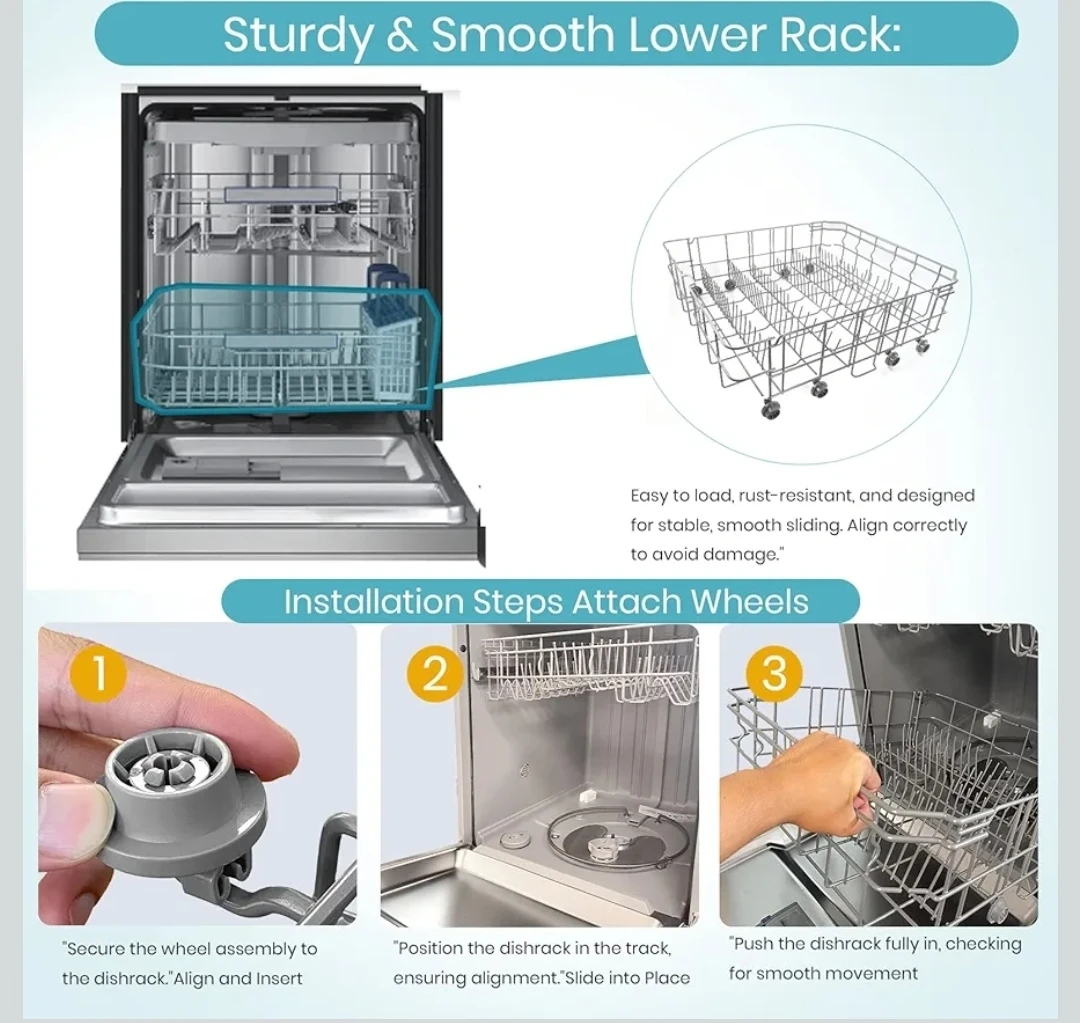 Dishwasher Lower Rack with Wheels DD82-01384A - photo 3