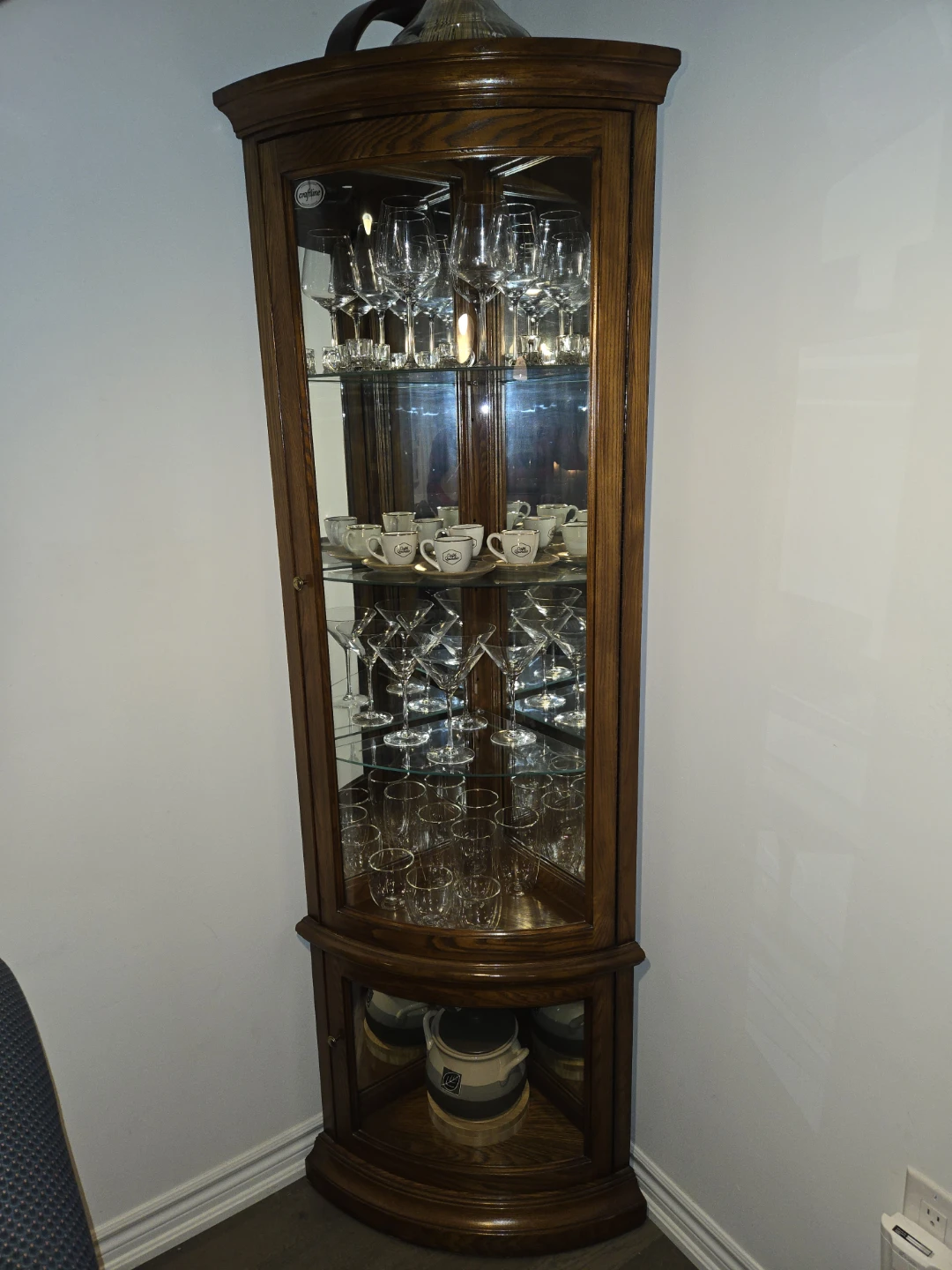 Craftline Corner Curio Cabinet with Glass Display