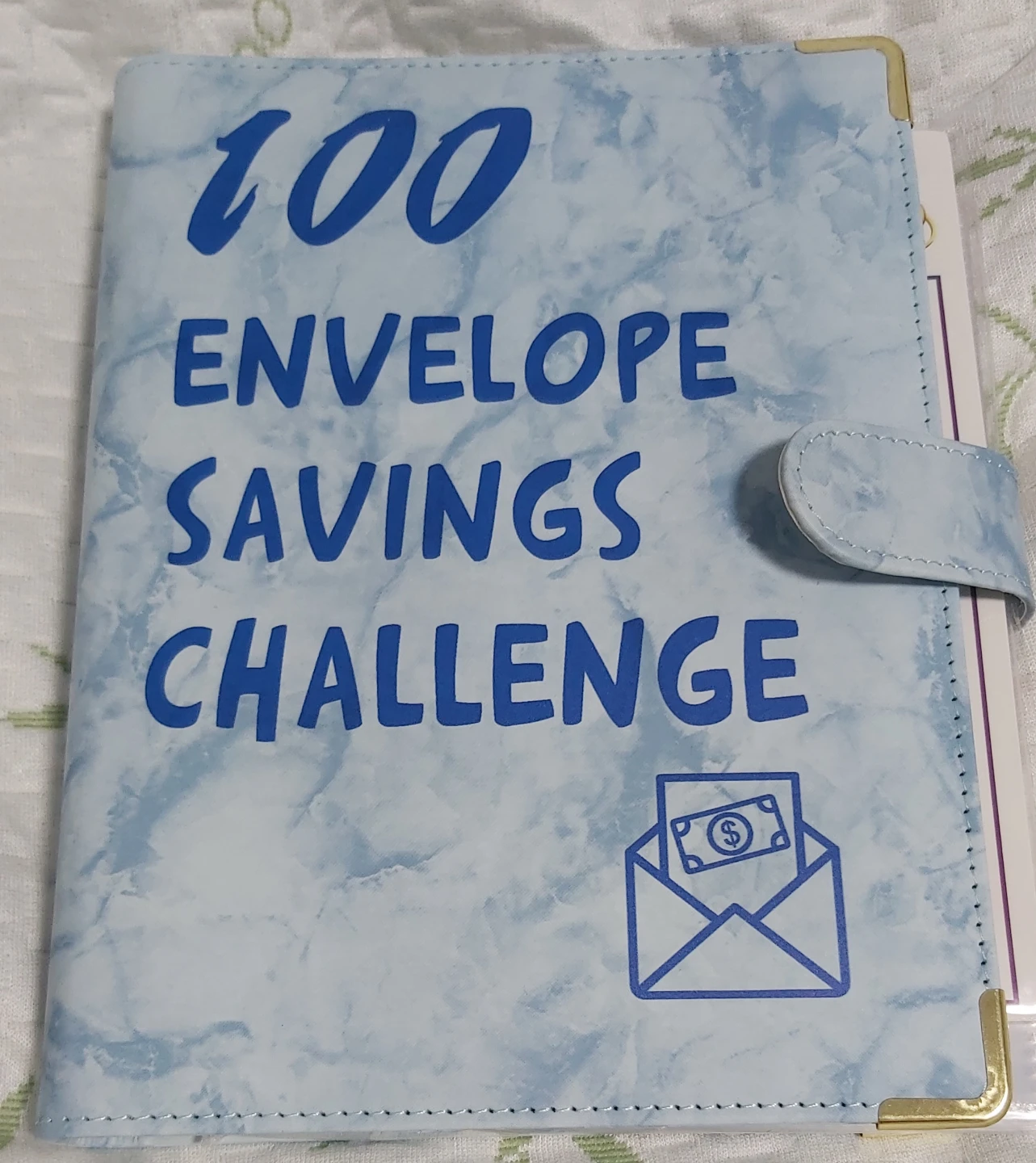 100 Envelope Savings Challenge Binder (blue -1) with marker