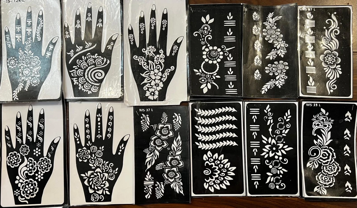 Henna Tattoo Stencil Set - Heart and Hand Designs