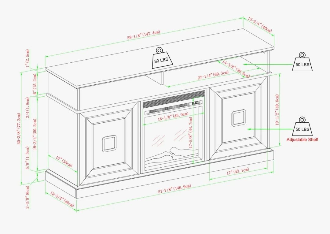 Fanelli TV Stand for TV& Electric Fireplace Included - photo 4