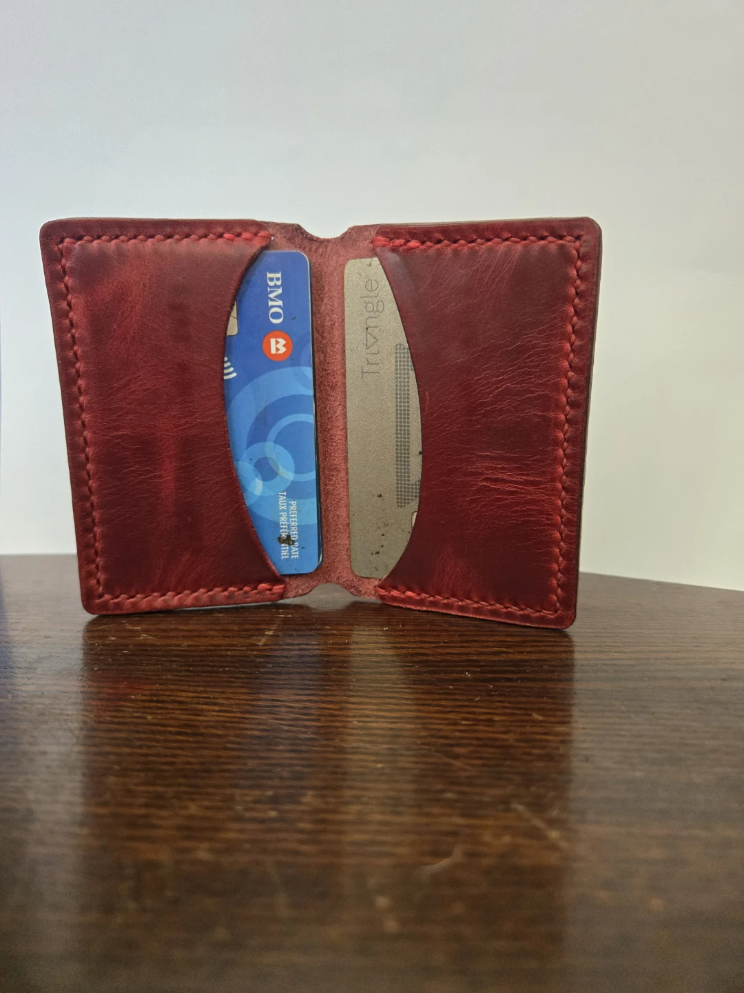 Handmade Leather Card Holder - Red - photo 4