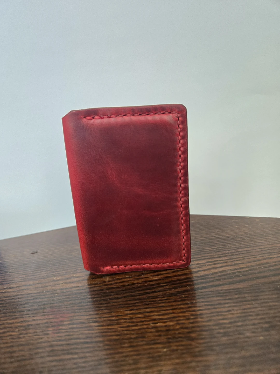 Handmade Leather Card Holder - Red - photo 5