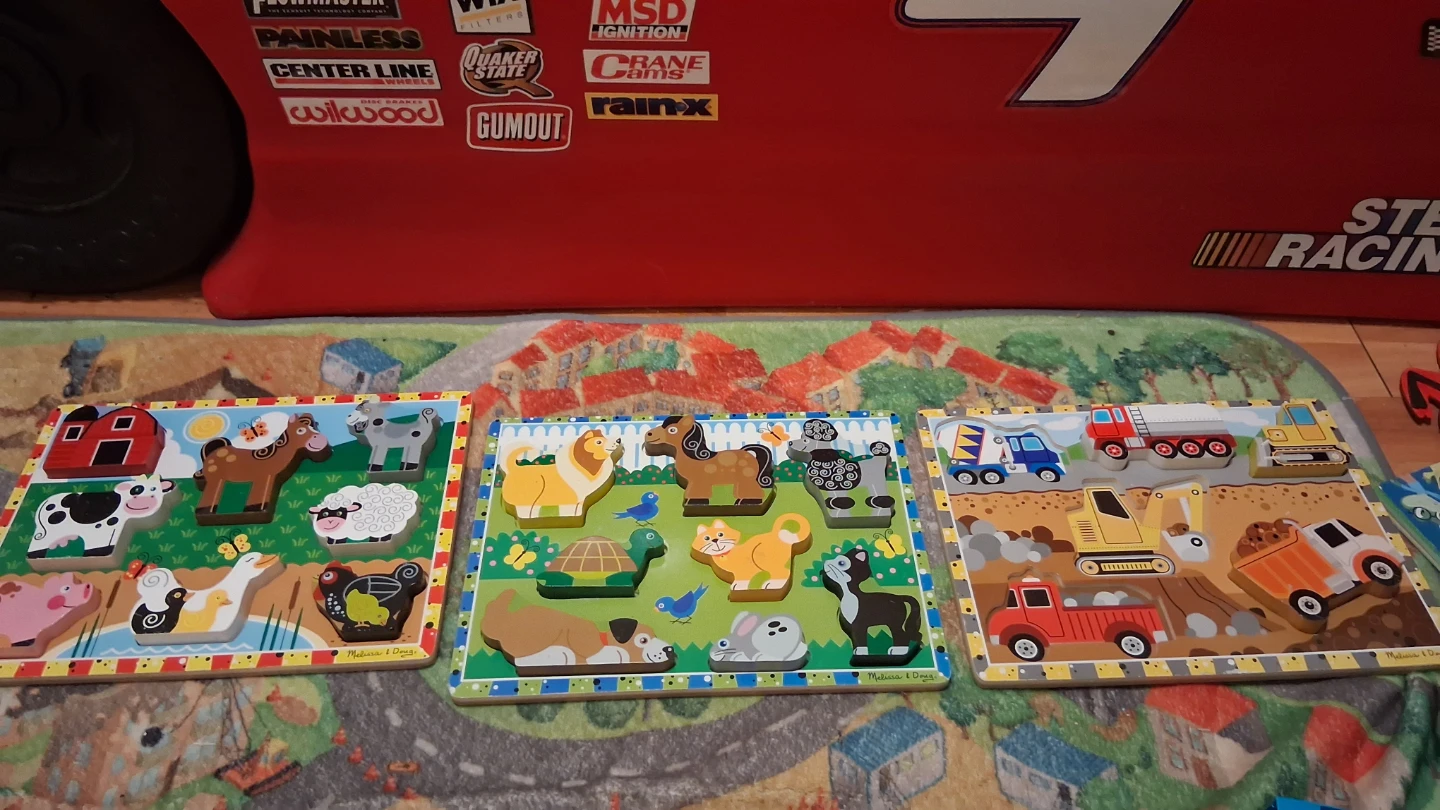 Melissa & Doug Wooden Puzzles - Farm, Animals & Construction