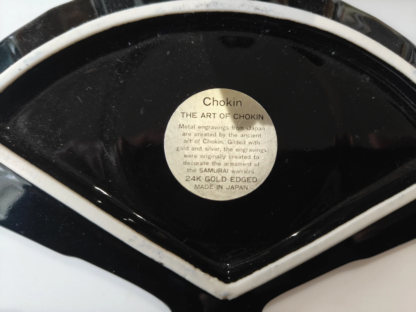 Chokin Art Fan Dish New York Lady Liberty 24K Gold Edged - photo 2