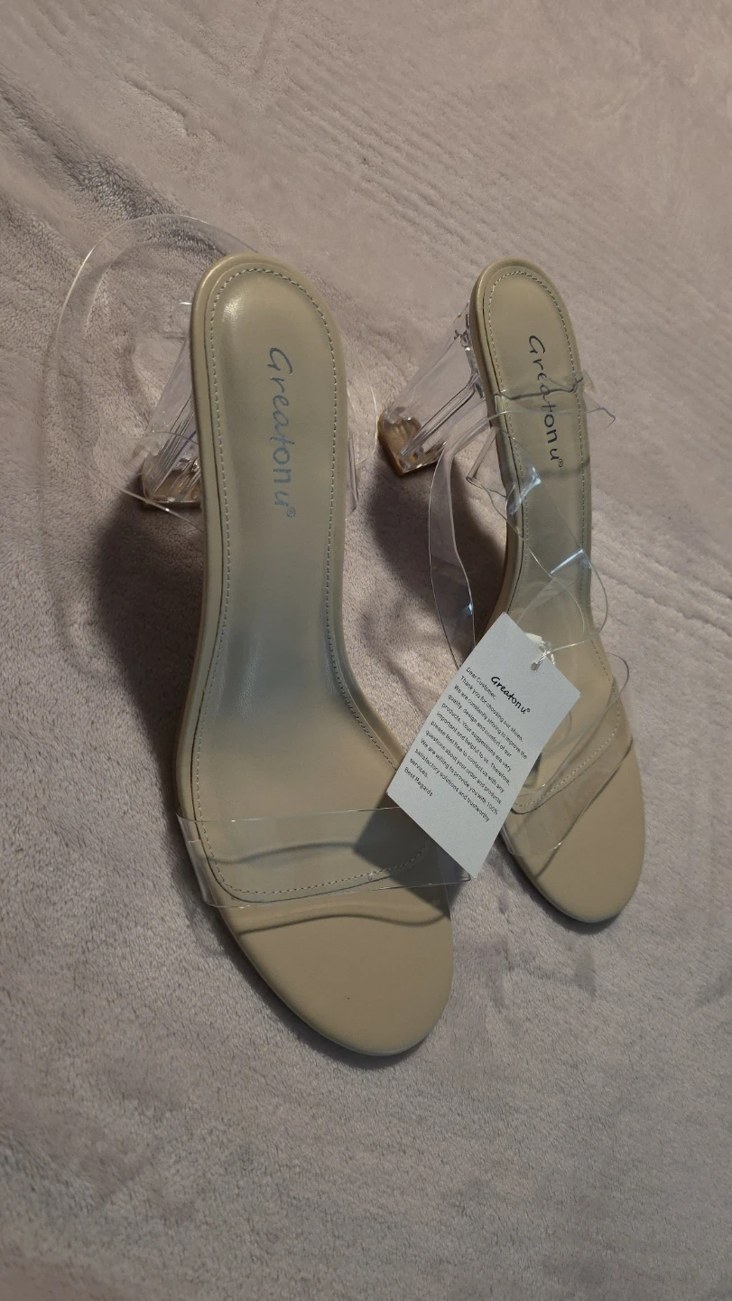 Grecianu Clear Block Heel Sandals