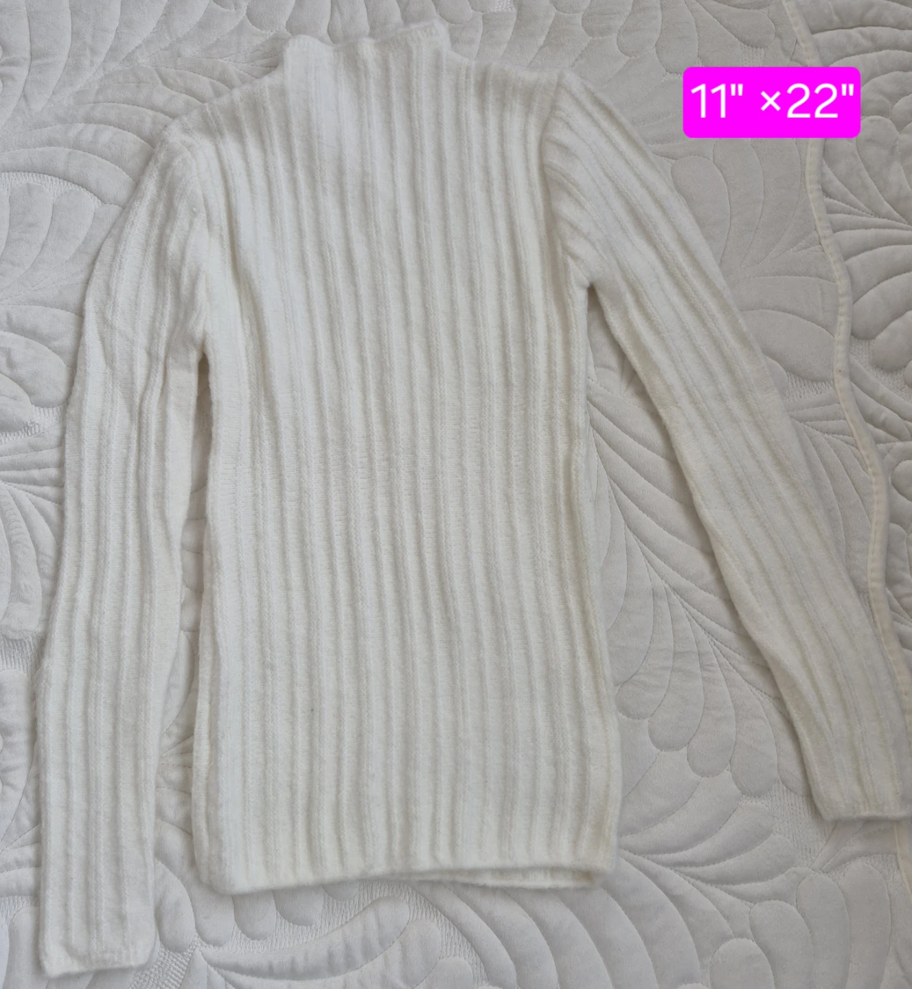 Ribbed Mock Neck Sweater - Cream - Size Medium