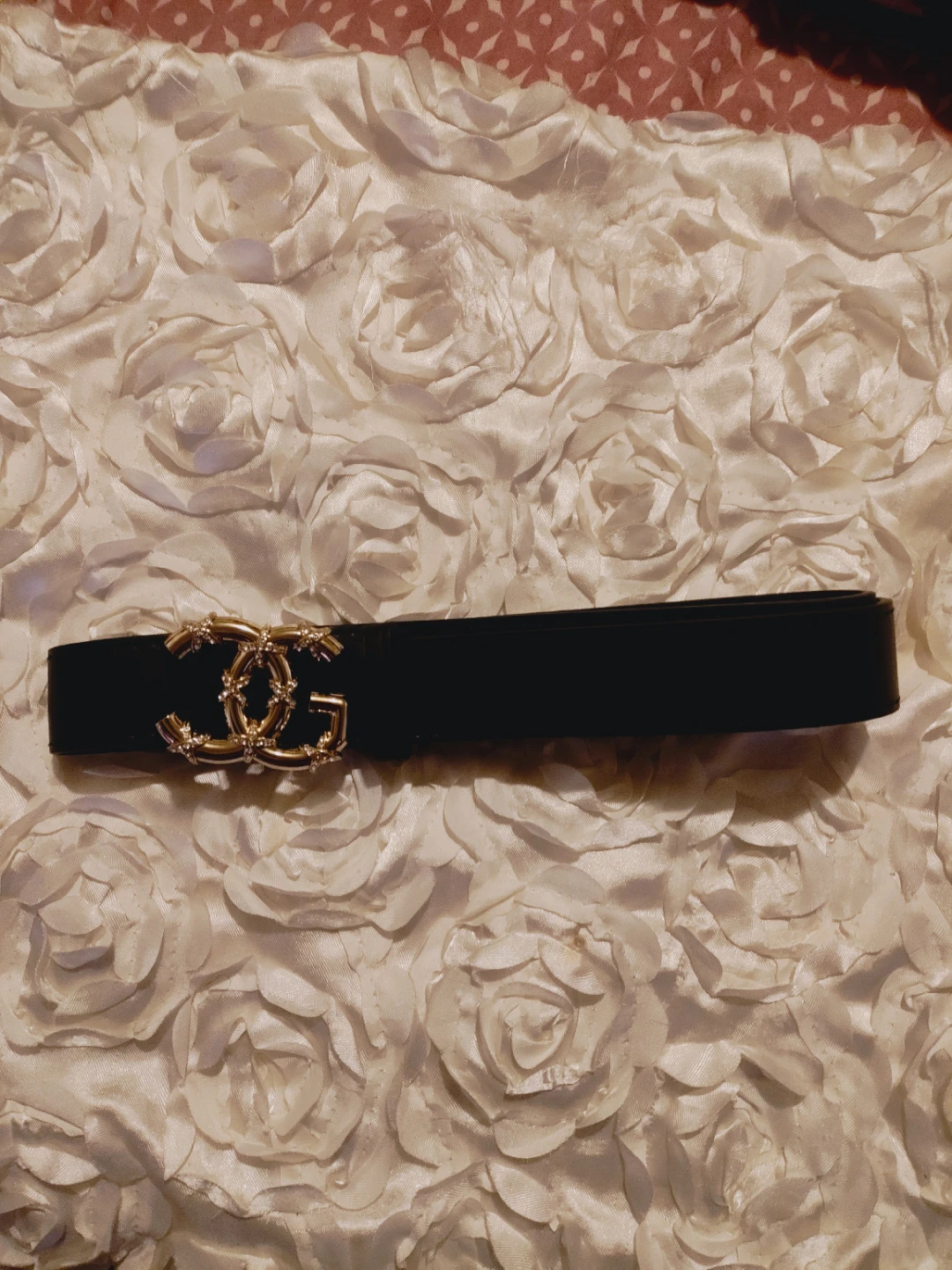 Black foe Leather Belt with Gold Buckle fits L/XL New - photo 3