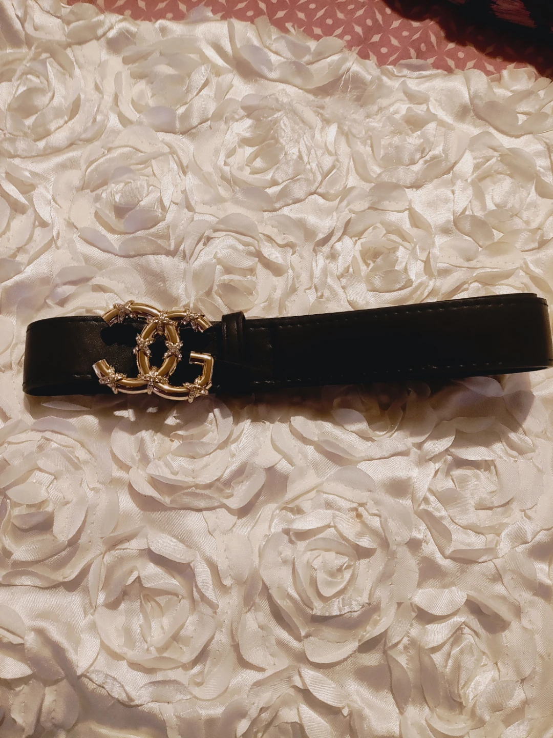 Black foe Leather Belt with Gold Buckle fits L/XL New - photo 4