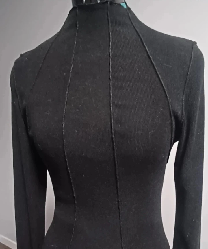 Black Ribbed Mock Neck Long Sleeve Mini Dress