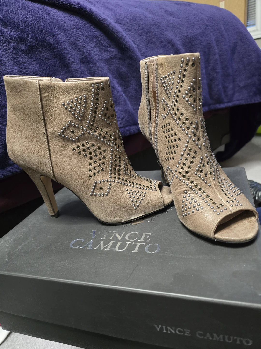 Vince Camuto Studded Peep-Toe Ankle Boots - photo 2