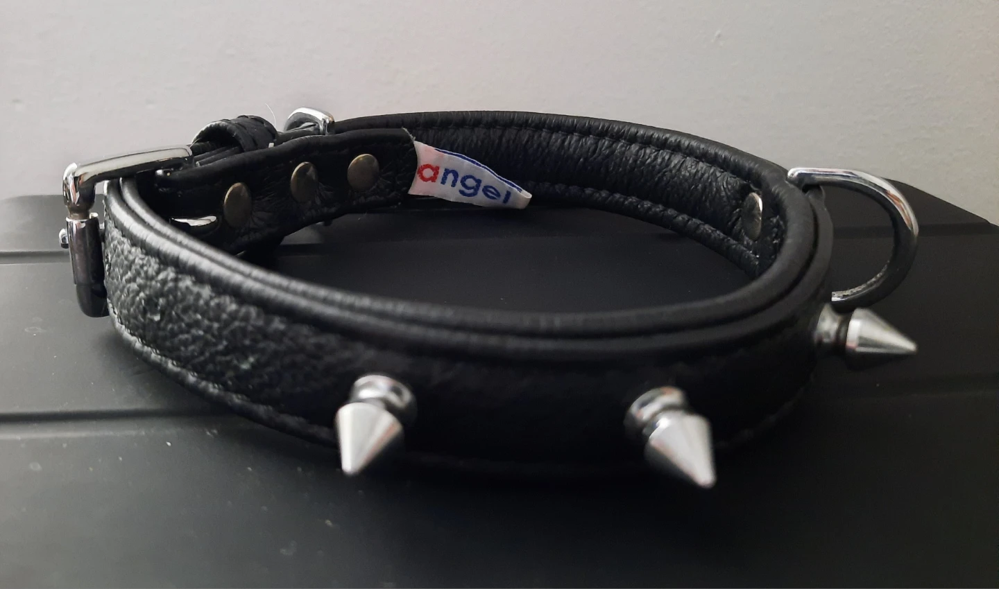 Angel Rotterdam Spiked Leather Dog Collar - Black - photo 2