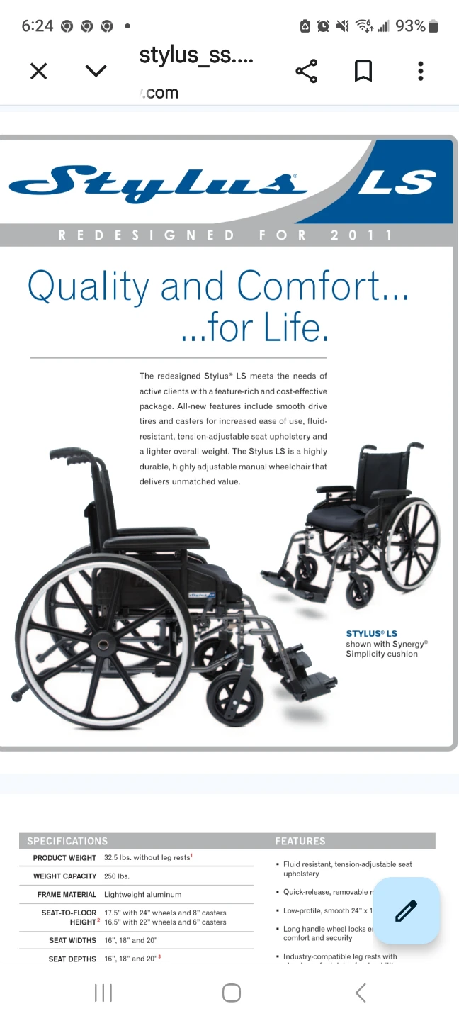 Stylus LS Lightweight Aluminum Wheelchair - photo 5
