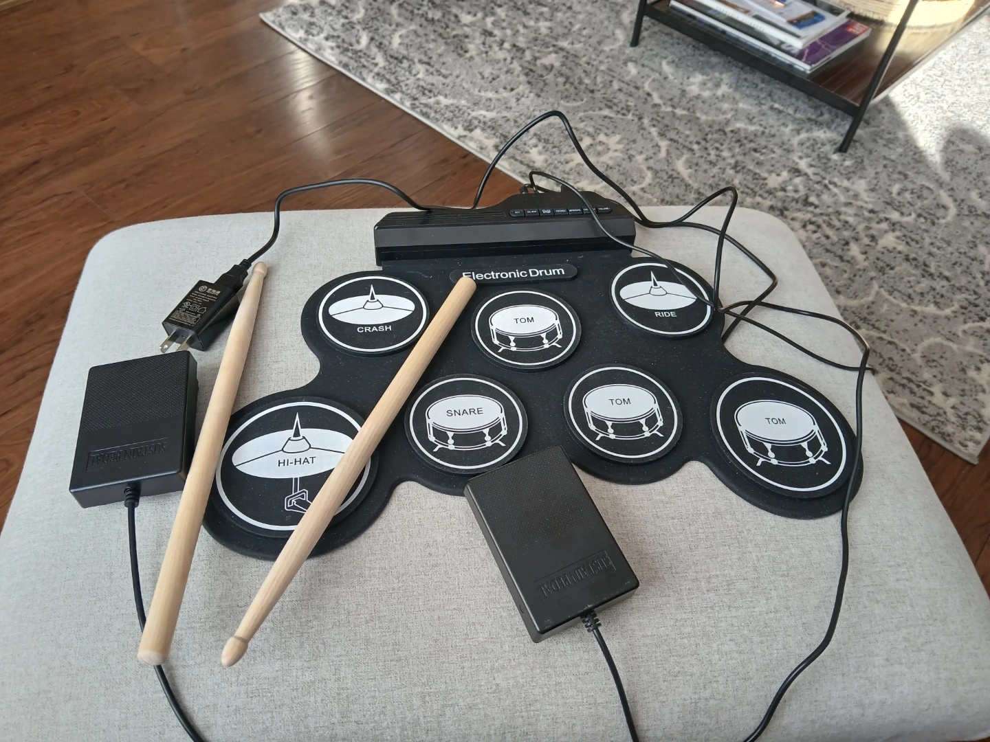 Electronic Drum Kit with Sticks and Pedals - photo 2