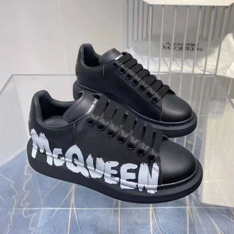 Alexander McQueen "McQueen" Black Leather Sneakers