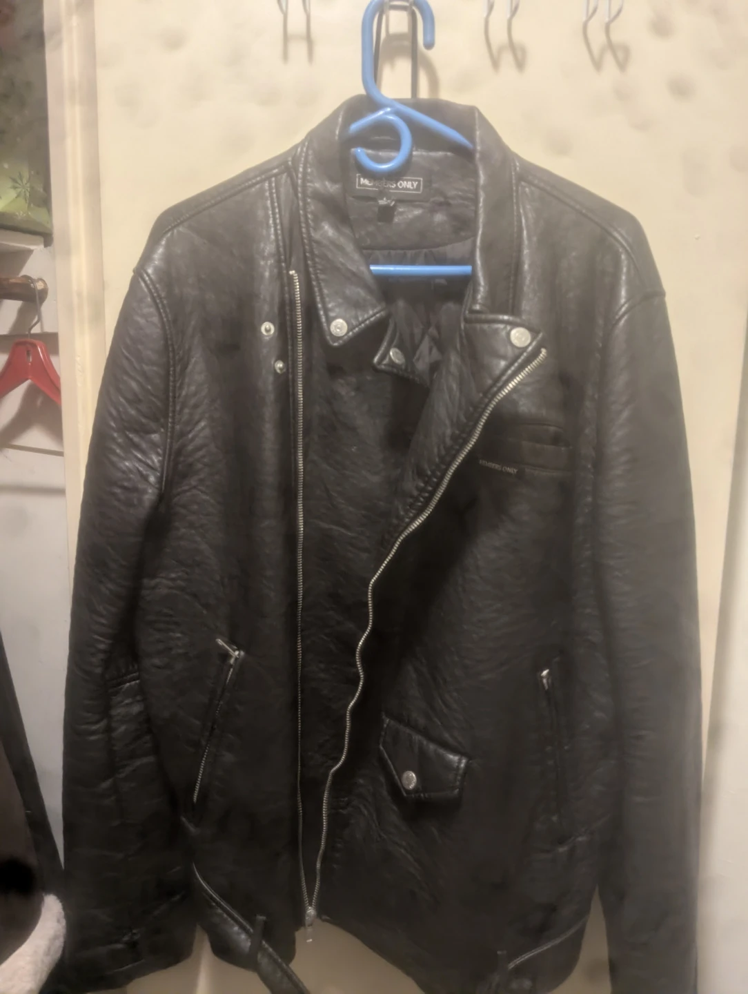 Members Only Black Leather Moto Jacket