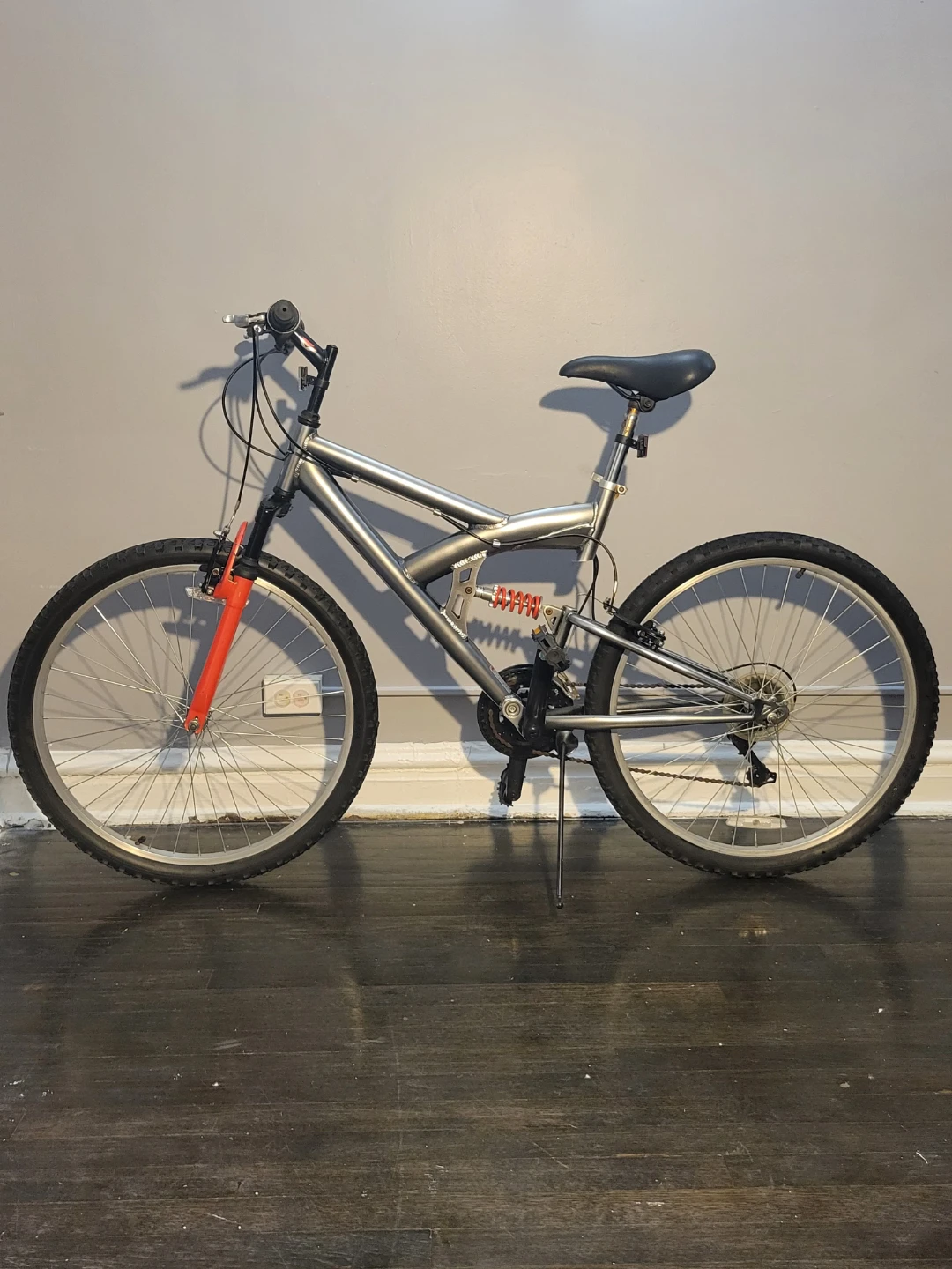 Gray Full Suspension Mountain Bike with Red Accents - photo 2